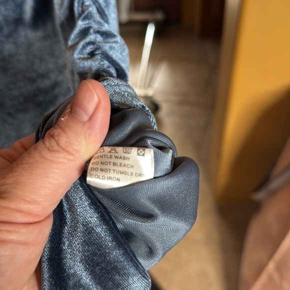 Fensace Velvet Long Sleeve V Neck Ruched Bodycon Wrap Blue Dress Size Medium - Picture 7 of 8